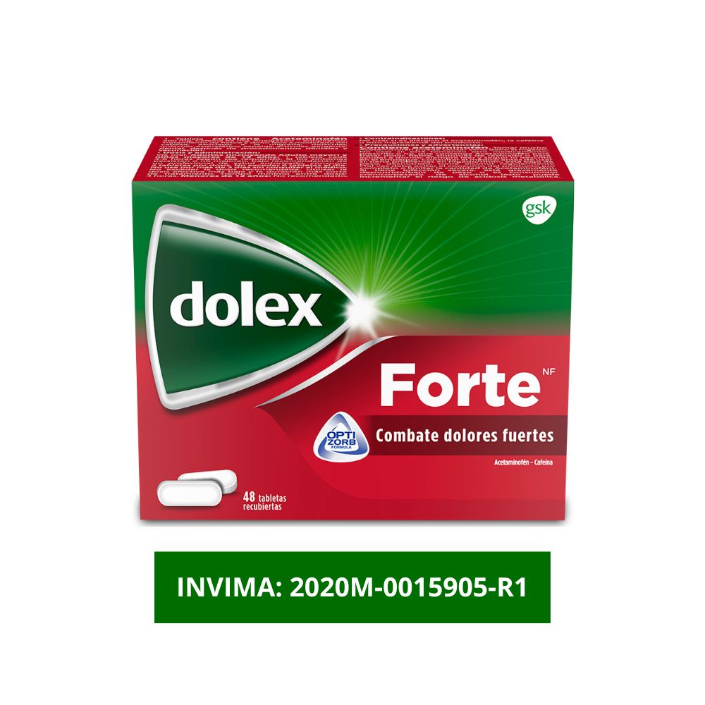 Dolex Forte NF Alivio del dolor fuerte, Rápida absorción. x 48 Tabs